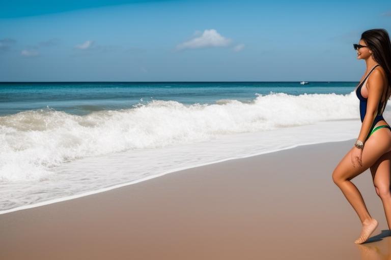 Een mooie meid in een bikini aan het strand